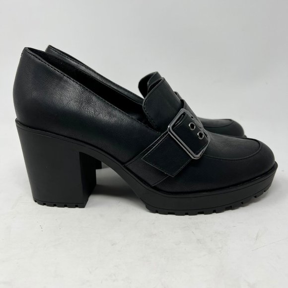 (SOLD)Mix No. 6 Shoes sz 7 ½” Janesa Black Platform Waffle Sole Slip on Buckle - Picture 3 of 10